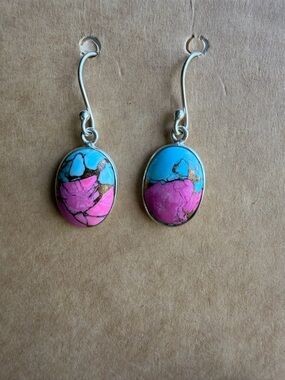 Handmade Cotton Candy Open Back 925 Sterling Silver Earrings